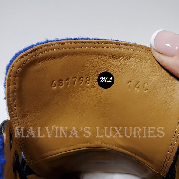 GUCCI MENS BOOTS ROMANCE CASY BLUE WOOL LEATHER LOGO LUG SOLE sz 9G 9.5 US - Picture 11 of 16